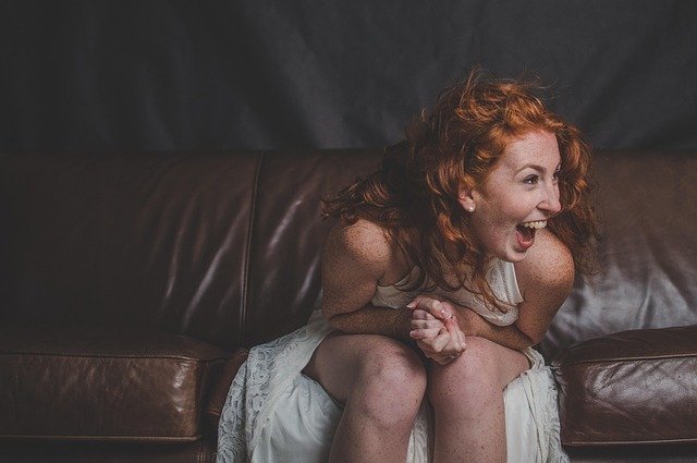 woman, happy, laughing, actress, model, portrait, attractive, redhead, ginger, sitting, sofa, caucasian, happy, happy, happy, happy, happy, laughing, laughing, laughing
