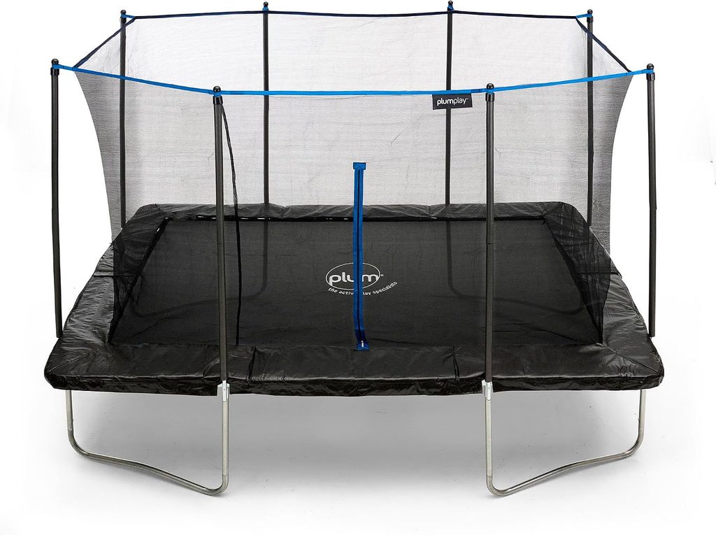 
Plum Play Outdoor Rectangle Trampoline with Safety Net Enclosure - Coated Springs - Weather Protected Thick Foam Pads 